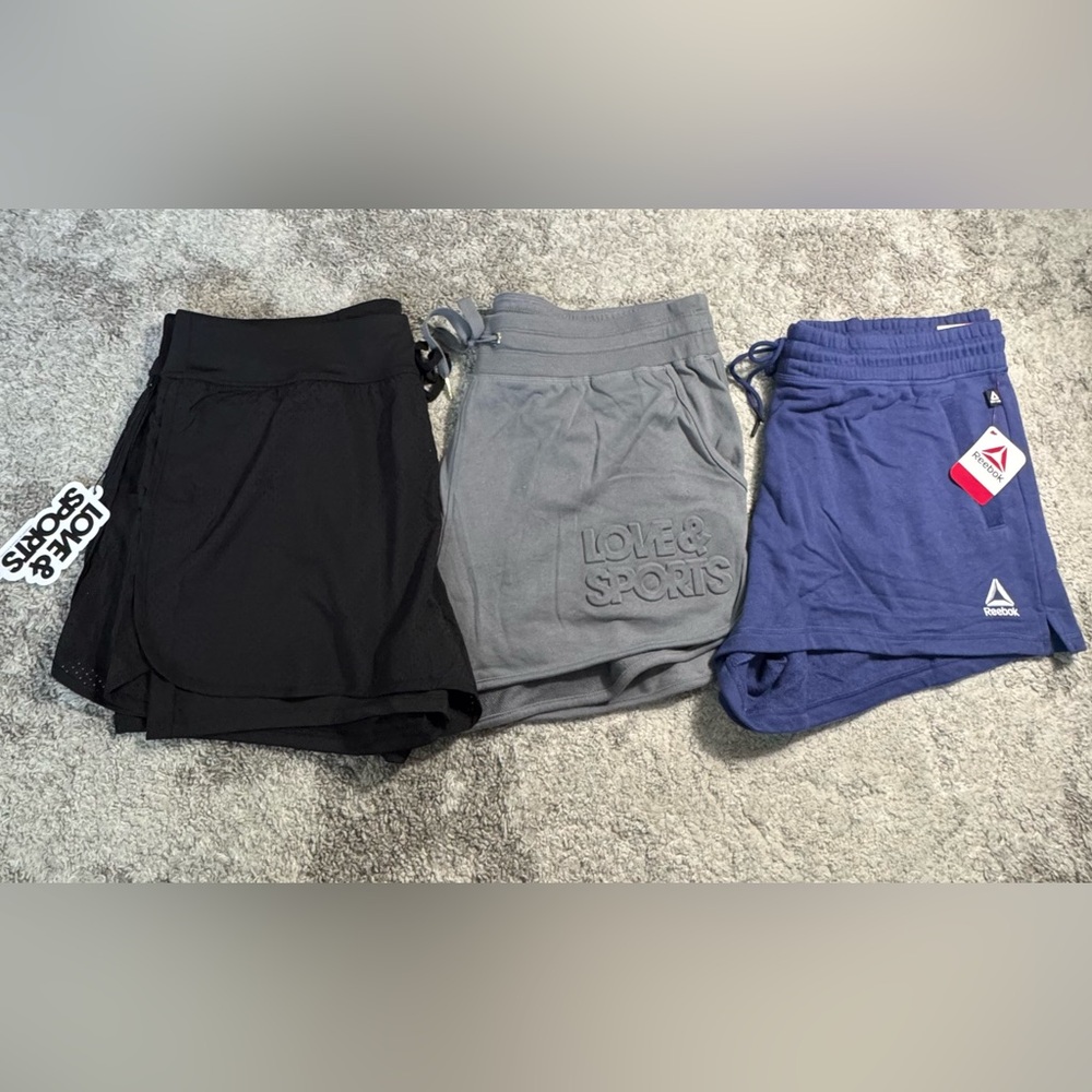 3 Reebok Black and Love & Sports Athletic Shorts for Performance